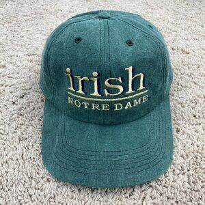 Vtg Notre Dame Fighting Irish Hat University Square Green Strapback Cap USA Made